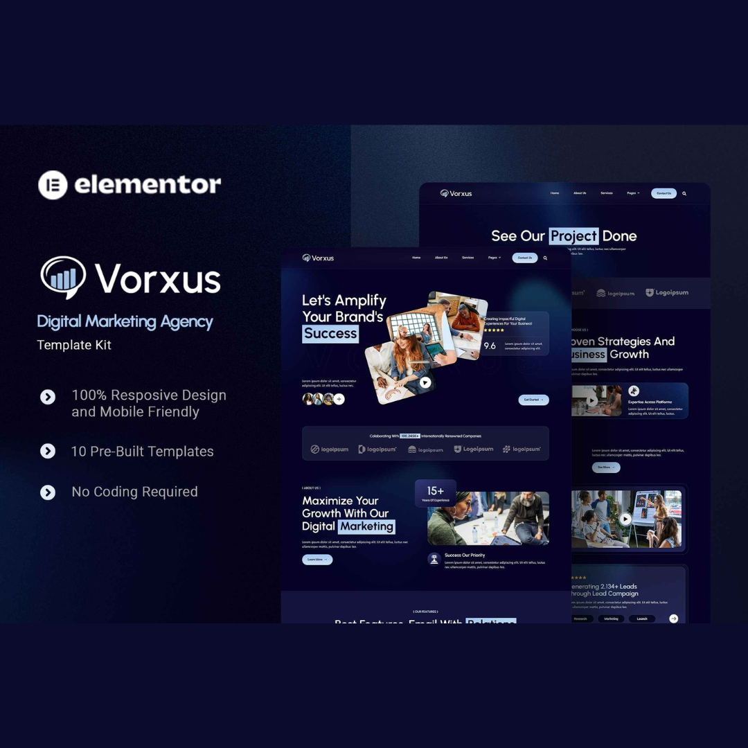 Vorxus – Digital Marketing Agency Elementor Template Kit