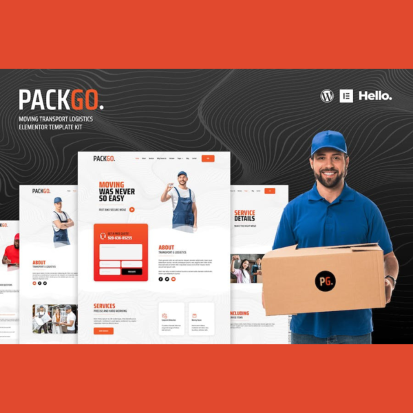 packgo moving transport logistics elementor template kit